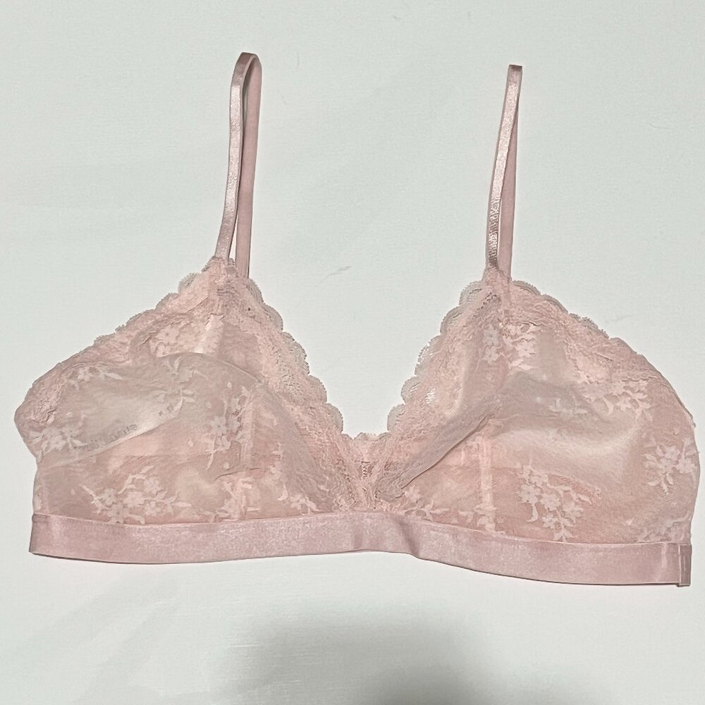 Wild Fable Juniors Sheer Lace Bralette XL Pink Coquette Soft Girl Angelcore